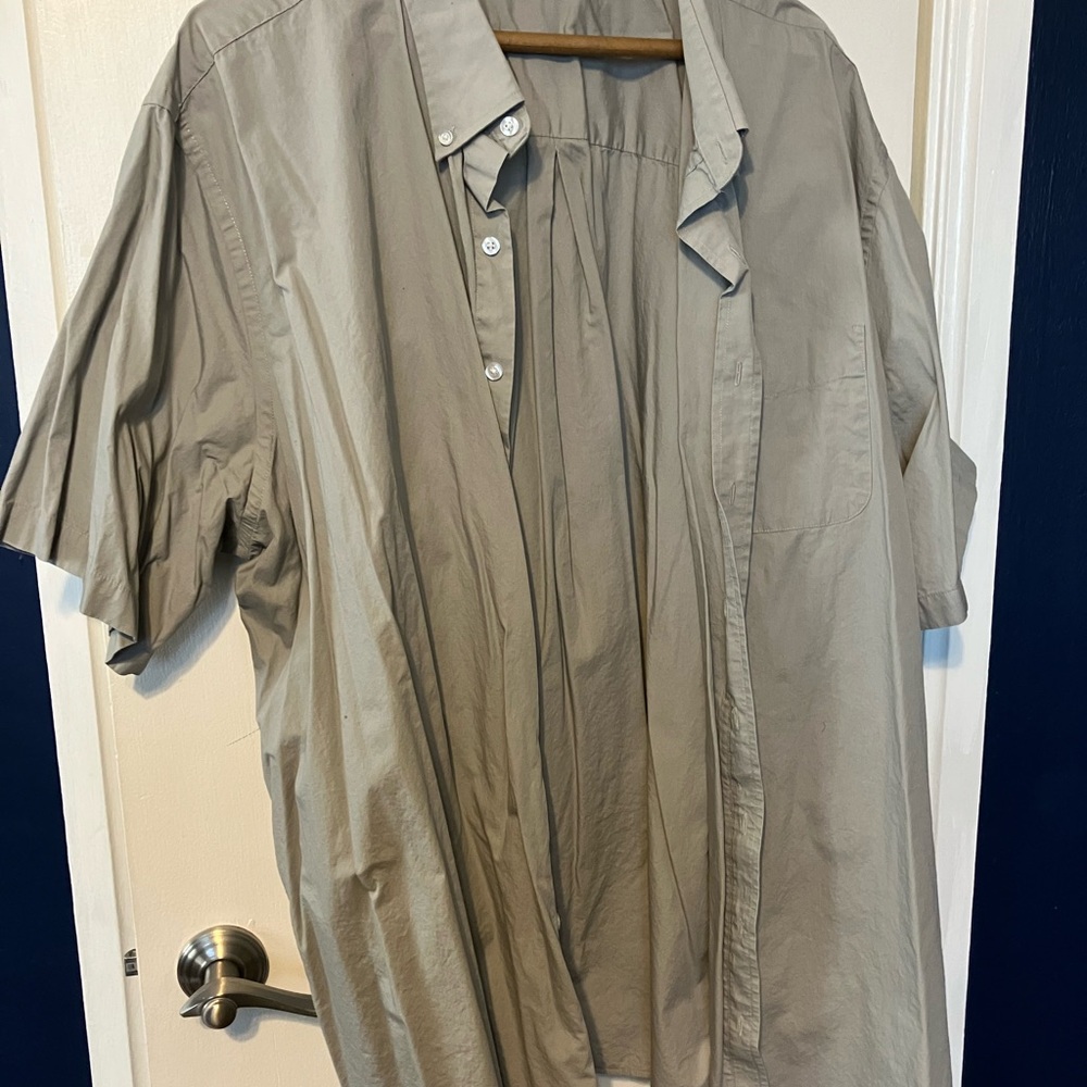 Men's Casual Button Down Shirt - khaki 3XLT EUC